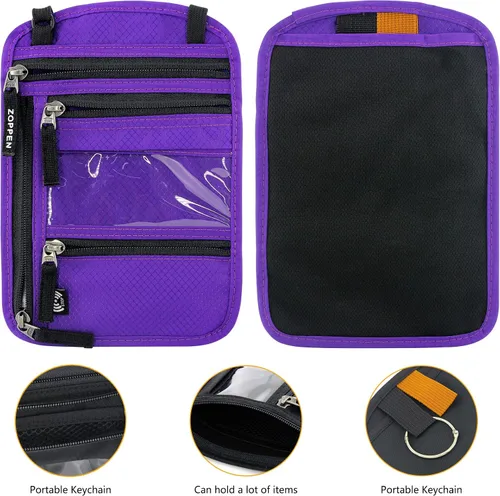 Miniatura 3 de ZOPPEN Funda para pasaporte, cartera para el cuello, funda para pasaporte, organizador de documentos de viaje, combo de portatarjetas de pasaporte