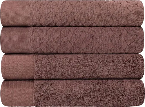 Miniatura 2 de Superior Juego de 4 toallas de baño de algodón turco jacquard sólido para adultos y niños, artículos esenciales de baño, ducha, spa, piscina, secado