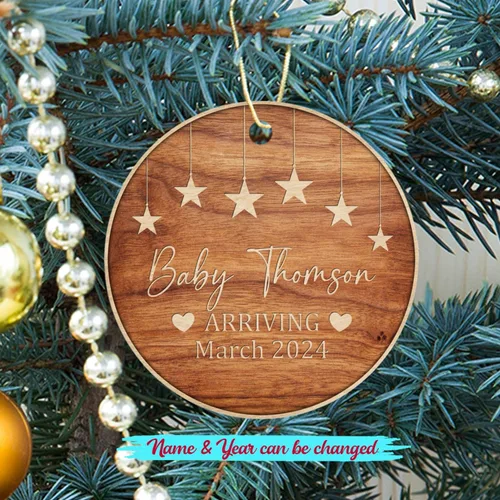 Miniatura 2 de Adorno personalizado para bebé que llega 2027, adorno de Navidad de Bump, elige el nombre del bebé y el año de Navidad para el nuevo abuelo abuela