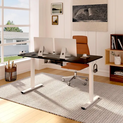 Miniatura 2 de FLEXISPOT EN2 Escritorio de pie de una pieza completa con regleta de alimentación de abrazadera, escritorio eléctrico de altura ajustable de 40 x 24