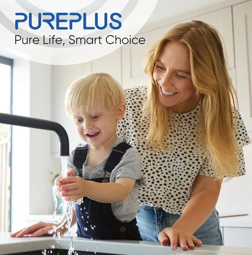 Miniatura 9 de PUREPLUS Sistema de filtración de agua de 2 etapas para toda la casa, reduce el cloro, el olor, los metales pesados, hierro, manganeso, carcasa