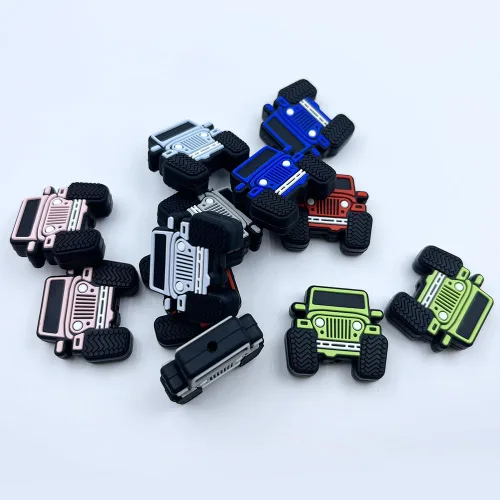 Miniatura 5 de 12 cuentas focales de silicona con forma de camión de dibujos animados para hacer joyas, pulseras y llaveros