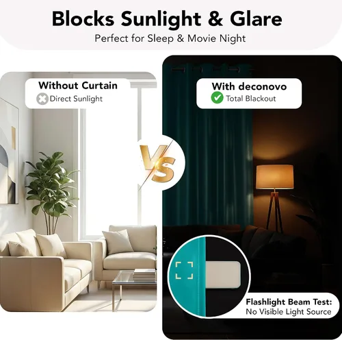 Miniatura 4 de Deconovo cortinas blackout 100 % con forro totalmente negro con aislamiento térmico de doble capa, oscurecimiento de la habitación, ahorro