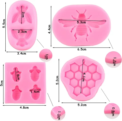 Miniatura 4 de ZiXiang Bumble Bee - Molde de silicona para fondant, moldes de colmena de abeja, moldes de chocolate para cupcakes, decoración de pasteles