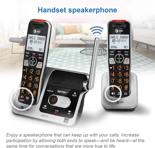 Miniatura 10 de AT&T BL102-2 DECT 6.0 - Juego de 2 teléfonos inalámbricos para el hogar con contestador