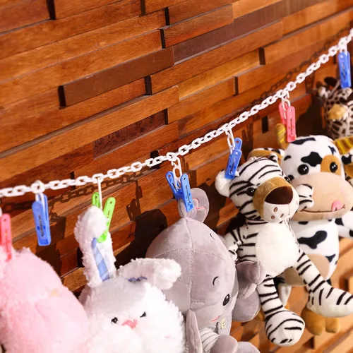 Miniatura 3 de Blulu Cadena de almacenamiento de animales de peluche de 80 pulgadas para almacenamiento de animales de peluche con 20 clips, organizador colgante