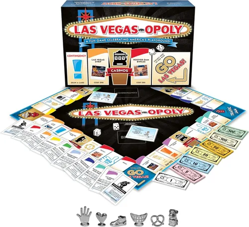 Miniatura 2 de Late for The Sky Las Vegas-Opoly Property - Juego de mesa de intercambio de propiedades - Juego de fiesta familiar con temática de Las Vegas