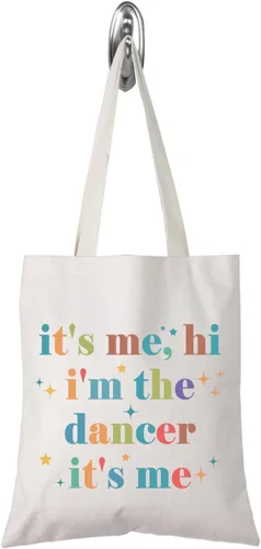 TSOTMO Regalo de bailarina It's Me, Hi I'm The Dancer It's Me Bolsa de regalo para mujeres, entrenador de baile, profesor de baile, Beige, Bolso