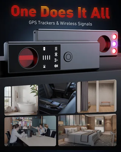 Miniatura 5 de Detectores de Cámaras Ocultas Anti-Espía - Rastreador GPS y Detector de Micrófonos 6 en 1, Escáner de Señal, Protector de Privacidad Recargable