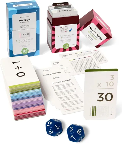 Think Tank Scholar 335 tarjetas flash de multiplicación y división (ganadoras de premios) 1 hecho por tarjeta con ayudas visuales - Todos los hechos