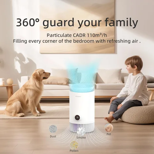 Miniatura 4 de Combo de purificador de aire y humidificador para dormitorio, purificador de aire HEPA 2 en 1 con humidificador evaporativo, sistema de aire