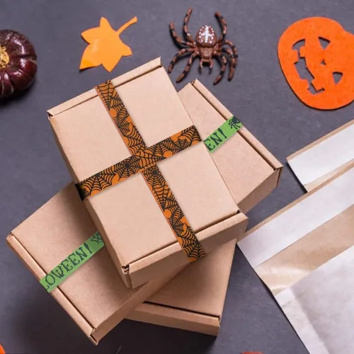 Miniatura 4 de 4 cintas de Halloween de 20 yardas, cintas de grogrén de Halloween, cintas de calabaza de Thansgiving, cintas de telaraña, naranja, verde, negro