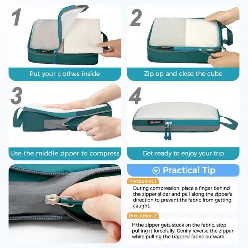 Miniatura 71 de BAGAIL 4 Set/6 Set Ultraligero Compresión Embalaje Cubos Organizador de Embalaje para Accesorios de Viaje Equipaje Maleta Mochila