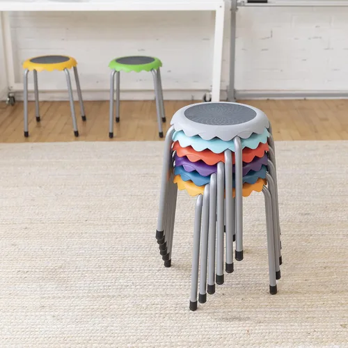 Miniatura 9 de ECR4Kids Daisy Taburete apilable con juego de asientos deslizantes, asientos flexibles, surtido, 8 piezas Turquesa