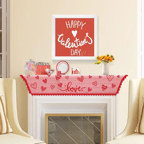 Miniatura 3 de Tatuo Bufanda para el día de San Valentín, mantel de encaje con corazón rojo para el día de San Valentín, boda, aniversario, sala de estar