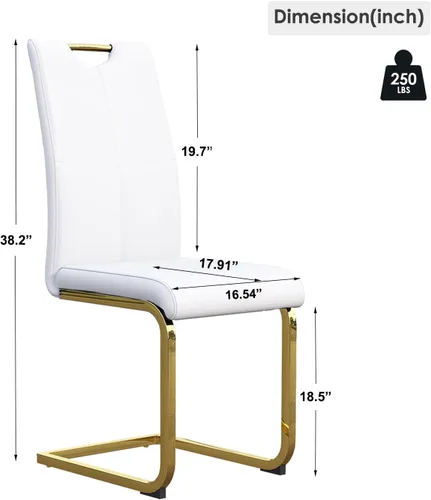 Miniatura 3 de Juego de 2 sillas de comedor, modernas sillas de comedor de piel sintética, sillas tapizadas para cocina, comedor, respaldo alto ergonómico