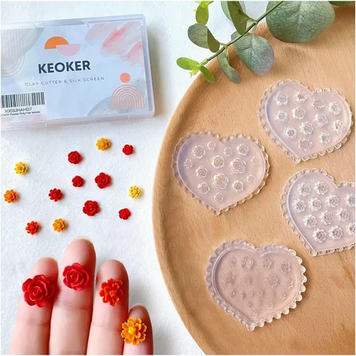 KEOKER Moldes de arcilla polimérica de flores, 4 moldes de arcilla miniatura de margaritas, moldes de arcilla polimérica para decoración de aretes