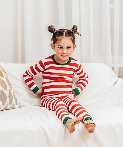 Miniatura 4 de AVAUMA Conjunto de pijama para bebés y niñas de 6 a 7 años, lindo ajuste cómodo, diseño de patrón de Navidad, pijamas de algodón