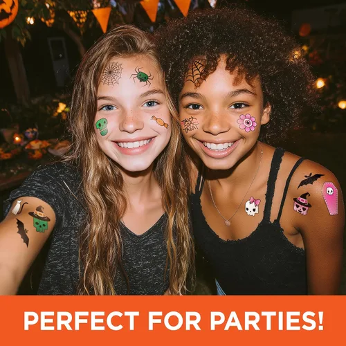 Miniatura 4 de Paquete variado de tatuajes temporales de Halloween espeluznantes, más de 100 diseños aterradores para niños y adultos, incluye fantasmas