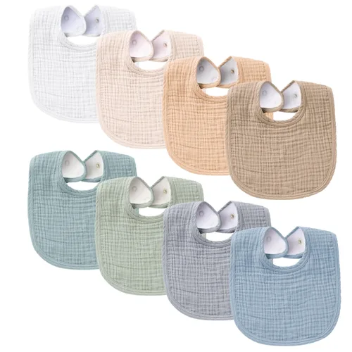 Miniatura 11 de Konssy Baberos de Muselina para Bebé Paquete de 8 Baberos Bandana para Babear de Algodón para Niños y Niñas Unisex, Conjunto Suave y Absorbente
