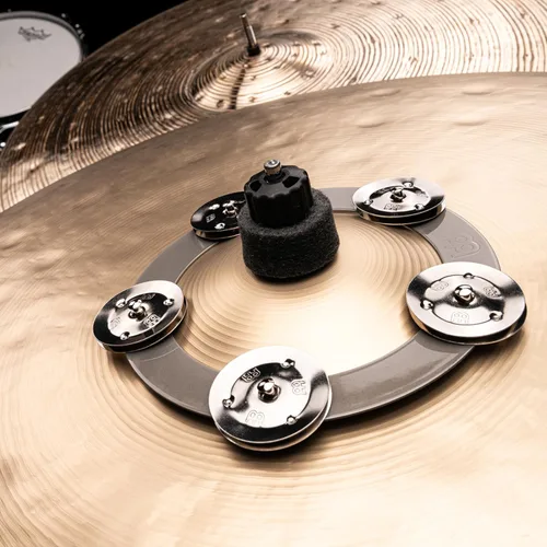 Miniatura 7 de Pandereta de efecto de cascabel Ching Ring, de acero inoxidable — NO FABRICADO EN CHINA — Para hihats, crashes, rides y stacks