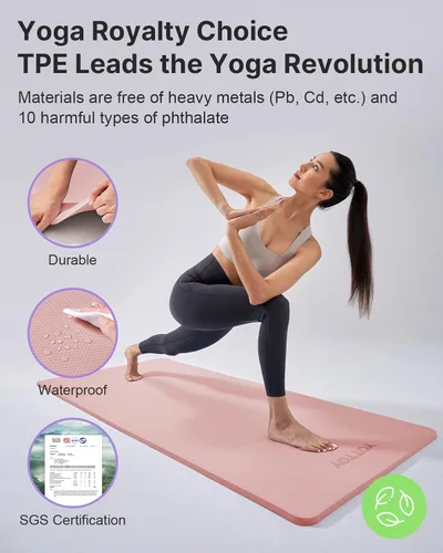 Miniatura 5 de YOTTOY Tapete de Yoga, Tapete de Yoga Extra Grueso (1/2 pulgada), Tapete Profesional de TPE para Ejercicio, Tapete de Entrenamiento Antideslizante
