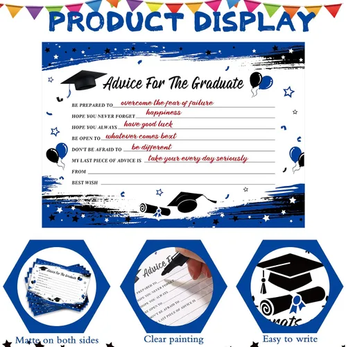 Miniatura 4 de Funrous 64 tarjetas de consejos 2026, suministros para fiesta de graduación, tarjetas de graduación de deseos a granel, felicitaciones de graduación