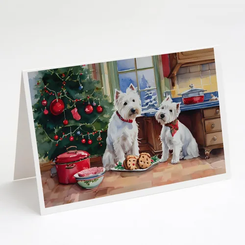 Miniatura 151 de Caroline's Treasures DAC3884GCA7P Paquete de 8 tarjetas en blanco de Navidad con galletas de husky siberiano Tarjetas de felicitación con sobres