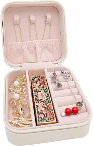 Miniatura 5 de TRODANCE Mini estuche de viaje para joyas, organizador de joyas de viaje pequeño, joyero portátil de viaje, mini organizador de almacenamiento, caja