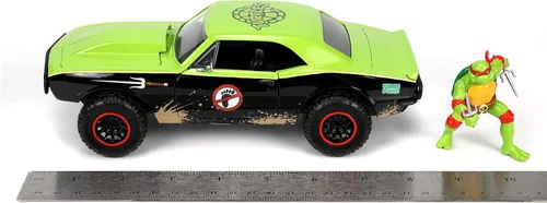 Miniatura 8 de Teenage Mutant Ninja Turtles 1:24 1967 Chevy Camaro - Coche fundido a presión y figura de Rafael de 2.75 pulgadas, juguetes para niños y adultos