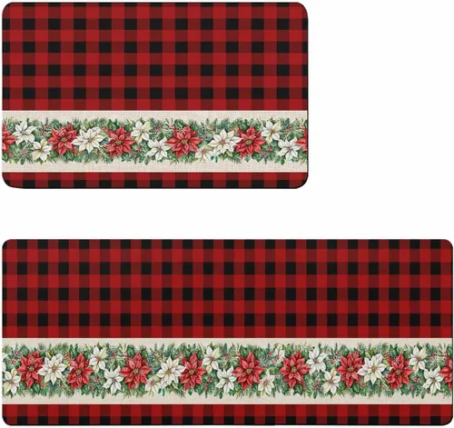 Miniatura 6 de Alfombra de baño de Poinsettia para bañera, antideslizante, de secado rápido y absorbente, tierra de diatomeas, fregadero de ducha para dormitorio