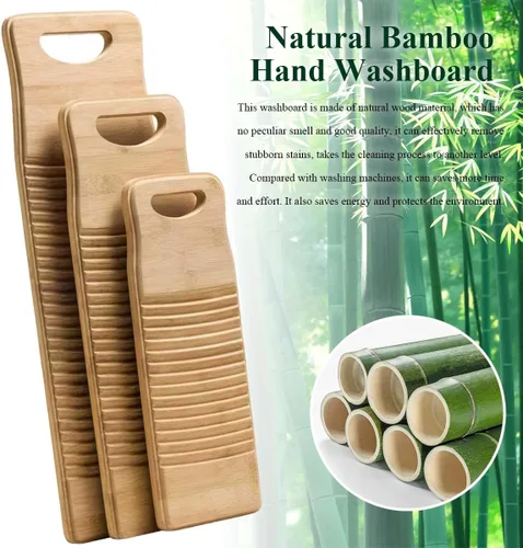 Miniatura 4 de Tabla de Lavar a Mano Grande para Lavandería Lavado de Ropa, Tabla de Limpieza Antideslizante de Color Madera Natural, Tabla de Lavado Rústica a