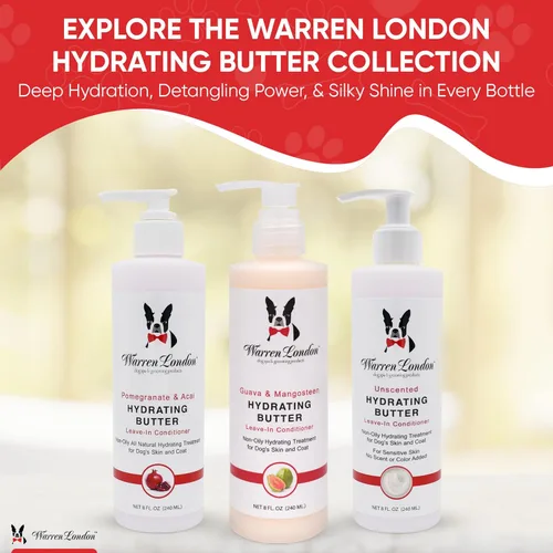 Miniatura 7 de Warren London Acondicionador hidratante de mantequilla sin enjuague para perros Loción para piel y pelaje Acondicionador de aloe para cachorros