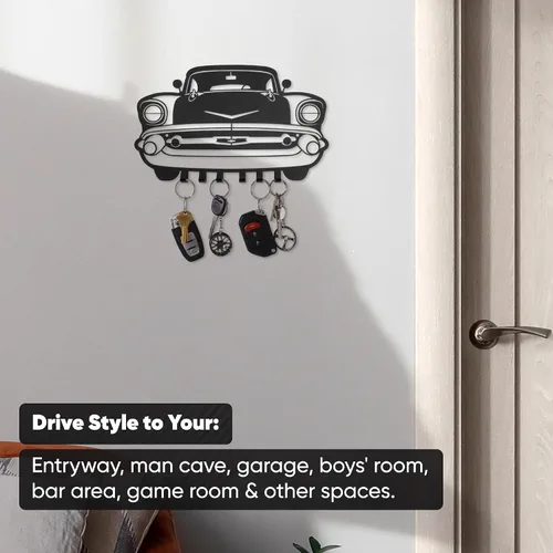 Miniatura 4 de MOOH Llavero de metal para automóvil con 6 ganchos, decoración única de pared para hombres y mujeres, decoración de cueva de hombre genial