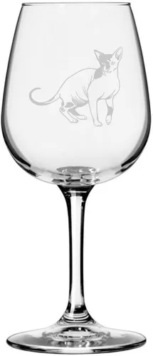 Miniatura 119 de Copa de vino de 12.75 onzas con temática de gato abisinio grabada para todo uso