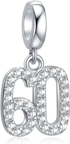 Abalorios de plata de ley 925 con números de 16, 18, 21, 30, 40, 50, 60, para pulsera europea Pandora
