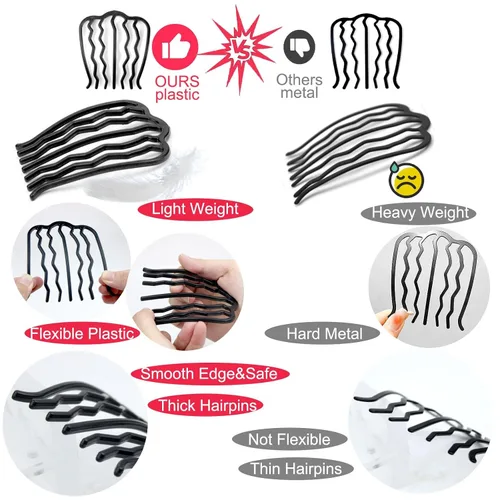 Miniatura 2 de LAPOHI Peines y alfileres de plástico para el cabello, 12 piezas para peinados updo, moño y vintage