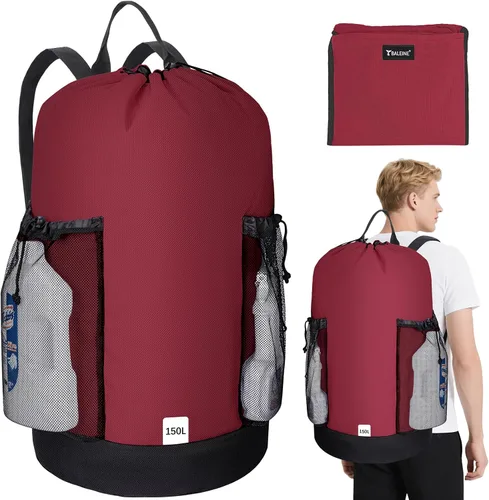 Miniatura 32 de BALEINE Mochila Bolsa de Lavandería de 120L, Tela Oxford 900D Bolsas Grandes de Lavandería de Viaje con Correas para el Hombro y 2 Bolsillos