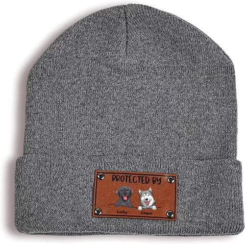 Gossby Gorro de bebé personalizado con parche de cuero vegano para niño y niña, protegido por - Regalo personalizado para recién nacido, niño