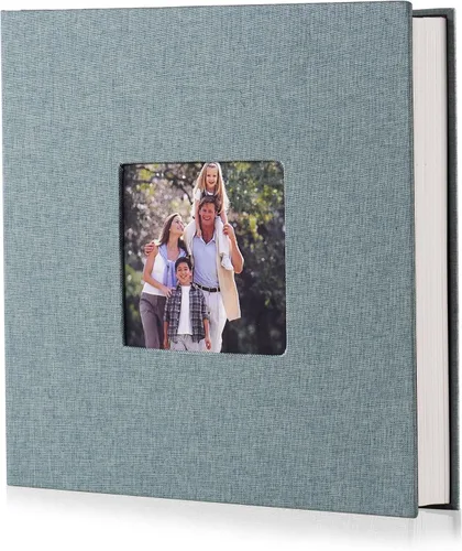 Miniatura 34 de HoneyTolly Álbum de fotos autoadhesivo para fotos de 4 x 6 imágenes, cubierta magnética de lino, 15 hojas/30 páginas en blanco para bodas Beige claro