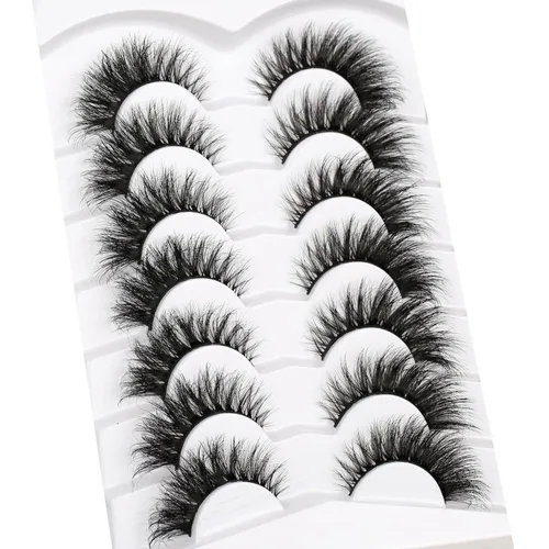 Miniatura 740 de Pooplunch - Pestañas postizas finas de visón sintético, estilo ojo de gato, naturales, cruzadas, tipo racimo, efecto 8D de volumen, tiras