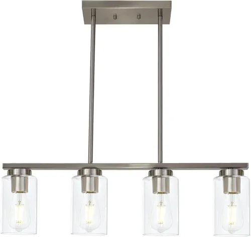 Miniatura 14 de TODOLUZ Lámparas colgantes industriales negras, iluminación colgante de cocina con pantalla cilíndrica de vidrio transparente para granja, comedor