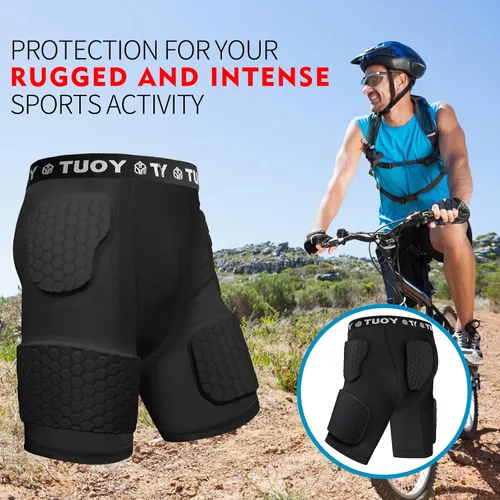 Miniatura 3 de Faja de fútbol acolchada para hombre, 5 almohadillas, almohadillas de fútbol integradas con protector de muslos para fútbol y béisbol