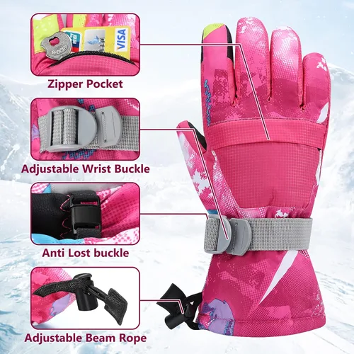 Miniatura 2 de Guantes de esquí, guantes de nieve impermeables y transpirables más cálidos para clima frío, se adaptan tanto a hombres como a mujeres, para padres