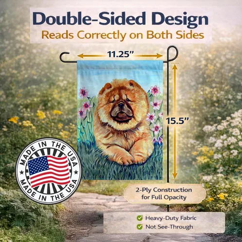 Miniatura 3 de Caroline's Treasures 7020GF Chow Chow - Bandera de jardín decorativa para patio exterior, obras de arte de patio, macizos de flores