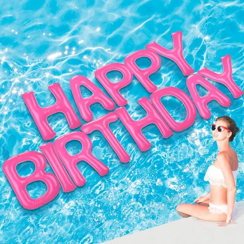 Miniatura 21 de Shappy Globos flotantes grandes de letras flotantes de 20 pulgadas con puntos adhesivos, decoraciones inflables de piscina para fiesta de cumpleaños