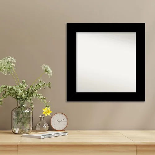 Miniatura 4 de Amanti Art Espejo de baño negro para sobre el fregadero, 26 x 26 pulgadas, espejo de tocador cuadrado negro básico, marco de madera casual medio, se