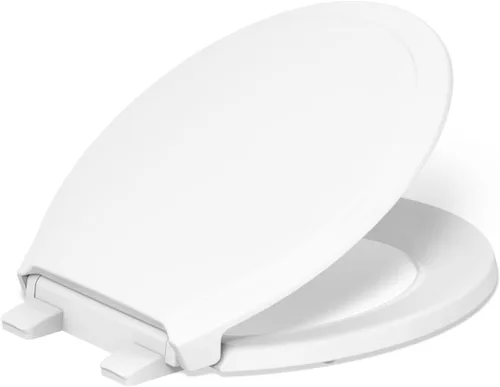 KOHLER 78059-RL-0 Rutledge Nightlight ReadyLatch Asiento de inodoro de cierre lento, frente redondo, tapa y asiento de cierre silencioso, Blanco