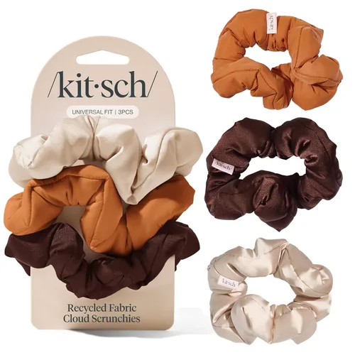 Miniatura 18 de Kitsch Coleteros de satén para mujer, sin arrugas, control de encrespamiento, más suave que la seda para todo tipo de cabello, accesorios elegantes