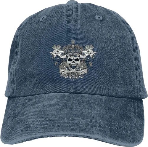 Miniatura 9 de Cowboy Hat Trendy Hats for Man and Women Djustable Four Season Outdoor Baseball Cap of Hell Skull with Angel Navy Blue